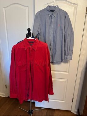 Nautica Red Men's button down and with Navy checked Ralph Lauren